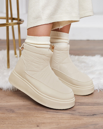 Royalfashion Damen Schlupf-Schneestiefel in cremefarben Armeda