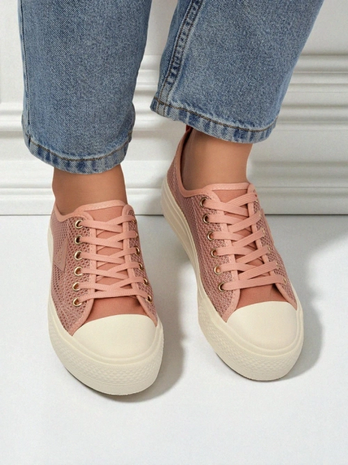 Жіночі кеди Afrodyta Rosa – повітропроникні рожеві туфлі з тканини на літо