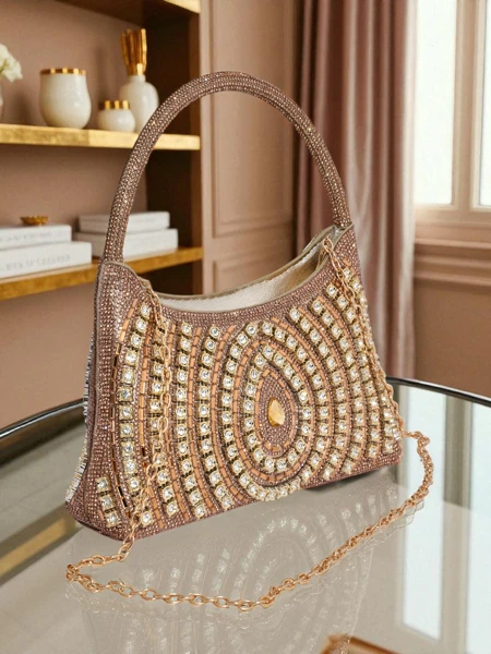 Royalfashion Damen Clutch Handtasche mit Zirkonia Sova Glint