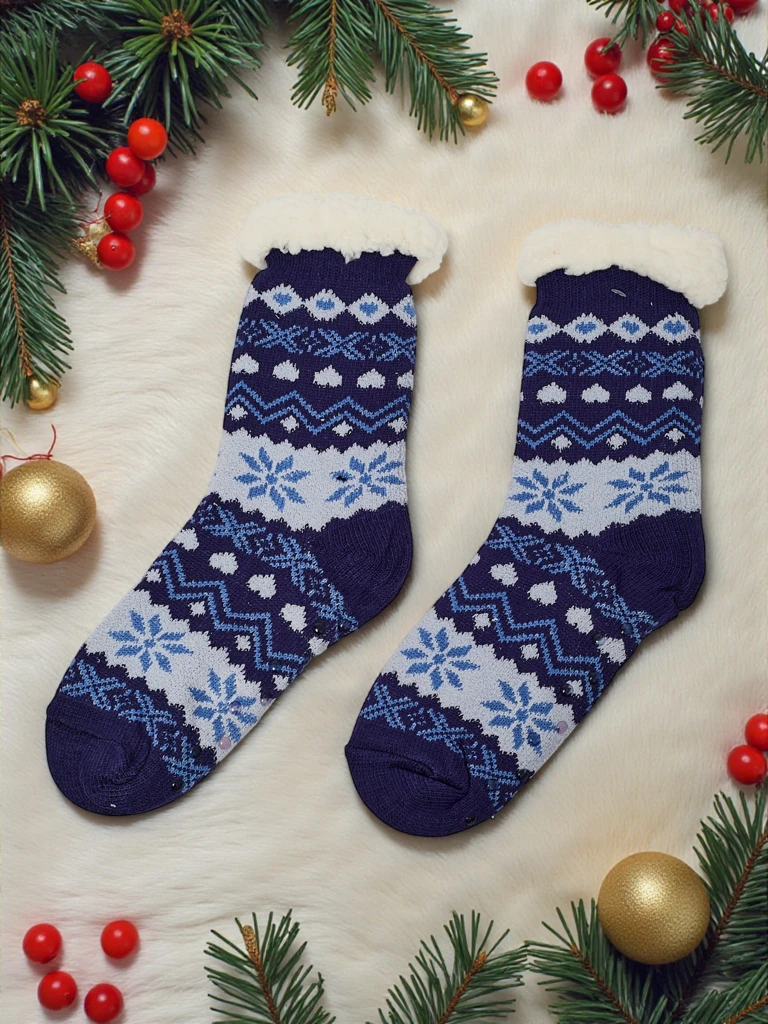 Warm gefütterte weihnachtliche Damen Socken WinterJoy