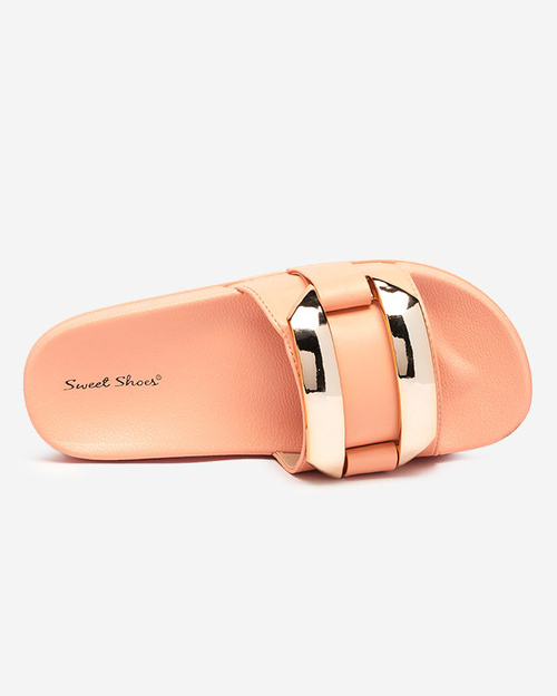 Помаранчеві жіночі тапочки з золотистим орнаментом Serina - Взуття