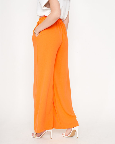Orange weite Palazzo-Hose für Damen mit Kette - Bekleidung