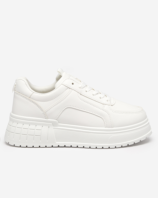 Damen-Sportschuhe aus weißem Kunstleder auf Cerecha-Plattform - Schuhe