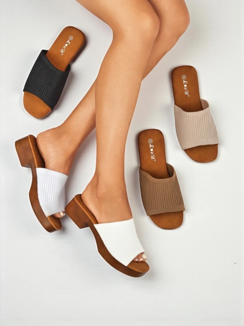 Royalfashion Жіночі шльопанці на низькому підборі Ribbed Grace