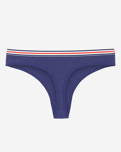 Темно-сині жіночі трусики з принтом