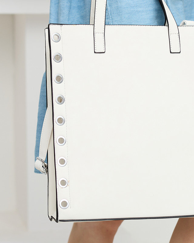 Weiße Shopper-Tasche für Damen mit Ösen - Accessoires