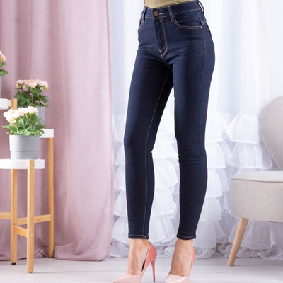 Dunkelblaue Hose mit hoher Taille - Hose 1