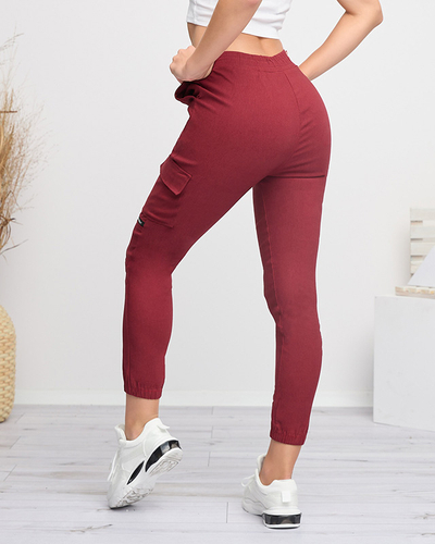 Kastanienbraune Damen-Cargohose mit Kette - Kleidung