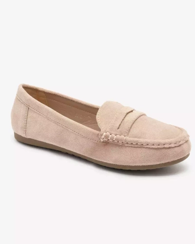 OUTLET Royalfashion Damen Mokassins aus Öko-Wildleder in beige Ziffig