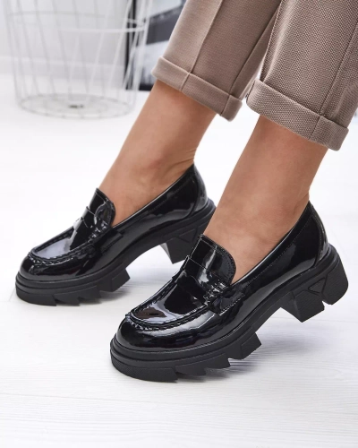 Schwarz lackierte Mokassins für Damen Tygriss- Footwear