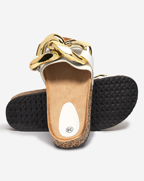 Жіночі білі тапочки з декором Sofig-Footwear