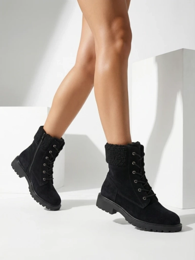 Öko-Wildleder Damen Schnürstiefeletten Trevolla