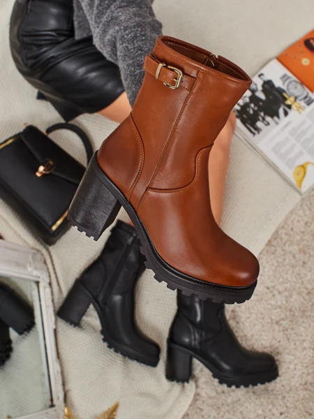 Damen Stiefeletten Sylvarra aus Öko-Leder mit Blockabsatz