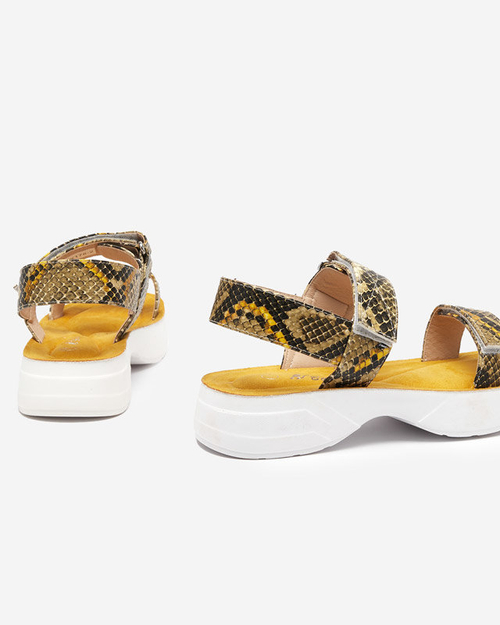 OUTLET Жіночі сандалі на плоскому ходу з тисненням a'la зміїної шкіри Koqi- Взуття