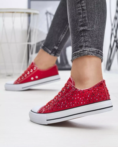 Damen-Sneaker mit farbigen Zirkonen in Rot Amando- Footwear