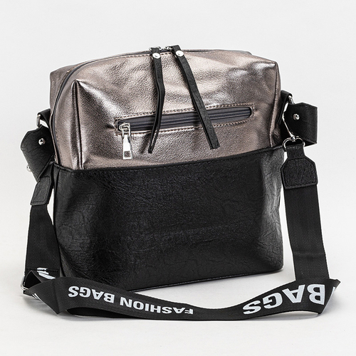 Графітово-чорна жіноча сумка з написами