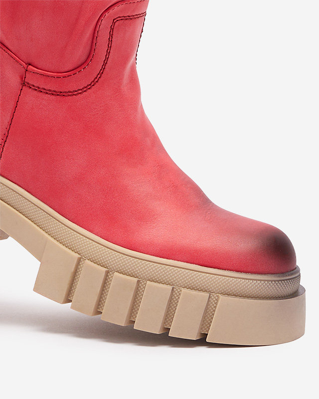 OUTLET Rote halbhohe Damenstiefel Astaroth - Schuhe