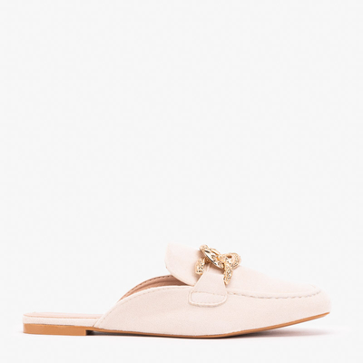 Cremefarbene Hausschuhe a'la Mokassins Gabbu-Schuhe