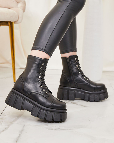 Royalfashion Damen schwarze Plateaustiefel Ceminas