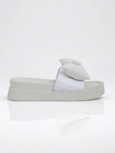 Royalfashion Damen Plateau Pantoletten mit Schleife Mivo Jump