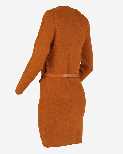 Damen-Pullover-Tunika in Braun mit Stehkragen - Kleidung