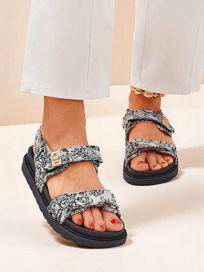 Royalfashion Damensandalen mit Allover-Print