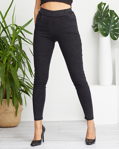 Treggings aus schwarzer Baumwolle für Damen - Kleidung