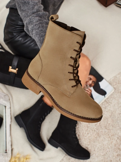 Matte Damen Schnürstiefeletten Treviline aus Öko-Leder