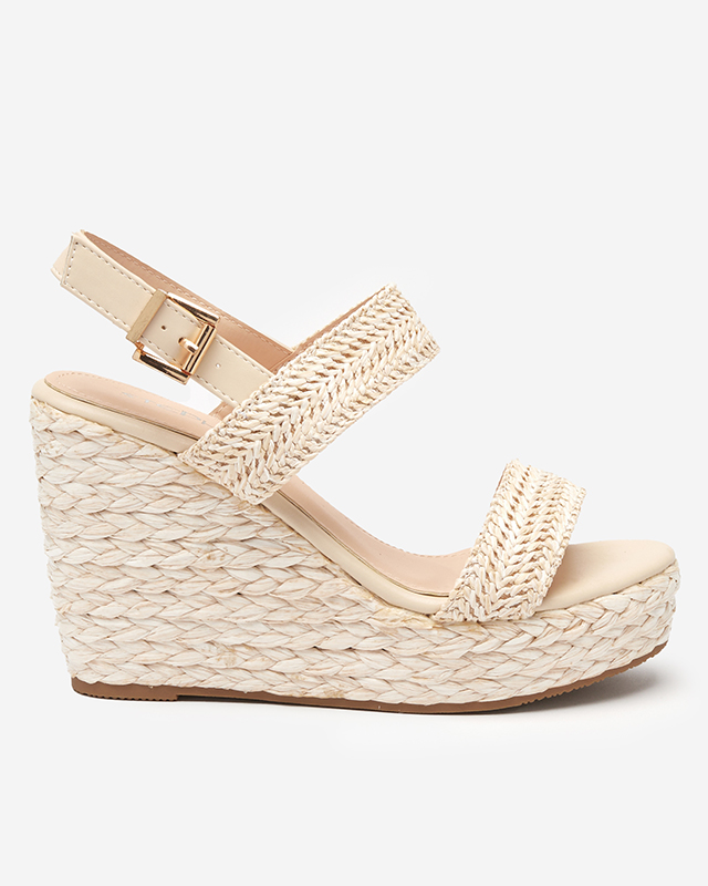 Beige Damensandalen a'la Stroh geflochten Merisad - Schuhe
