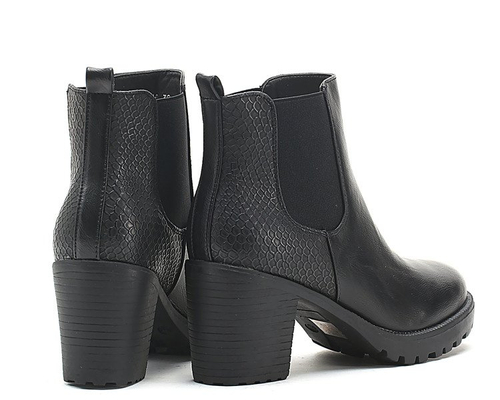 Czarne botki z eko-skóry - Obuwie