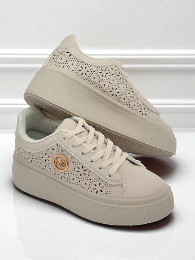 Aurelia Beige Plateausneakers Royalfashion Öko-Leder