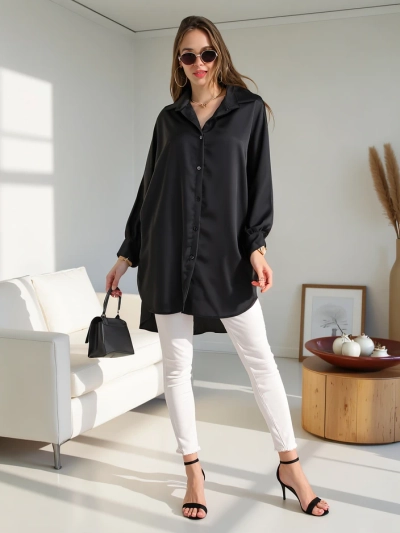 Royalfashion Langes Oversized-Shirt für Damen