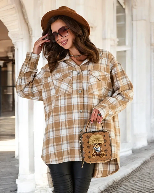 Жіноче бавовняне пальто-сорочка Royalfashion