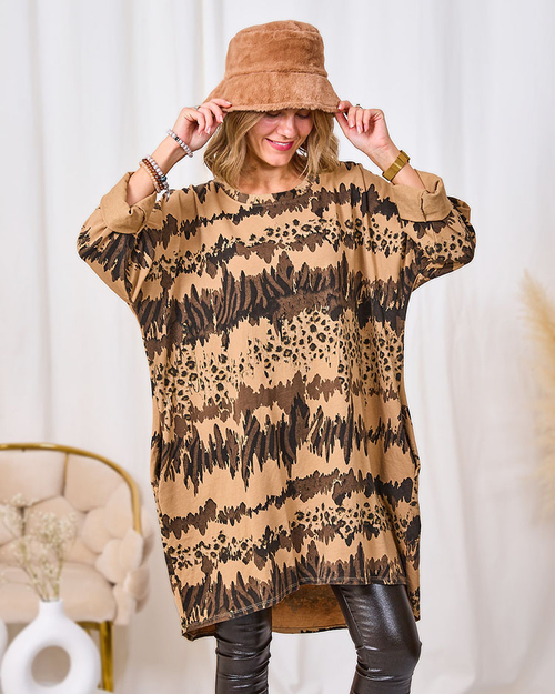 Royalfashion Сукня з візерунком жіноча світло-коричнева