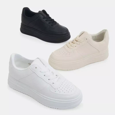 OUTLET Beige Damen-Sportschuhe auf der Silvina-Plattform - Schuhe