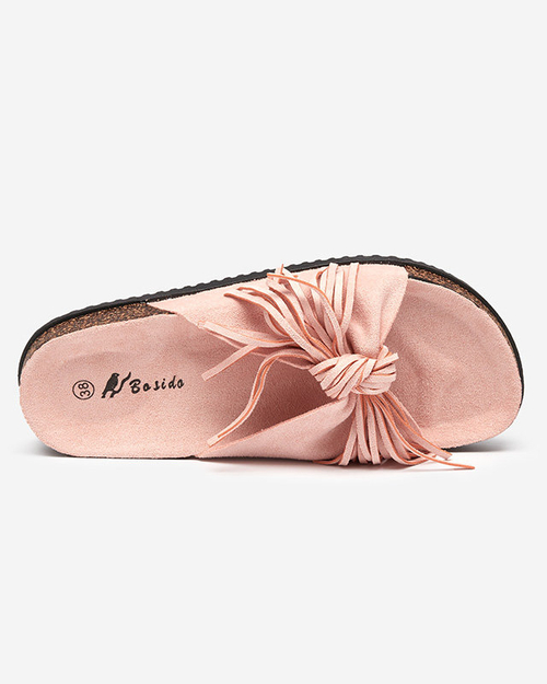 Рожеві жіночі шльопанці з бахромою Guttis