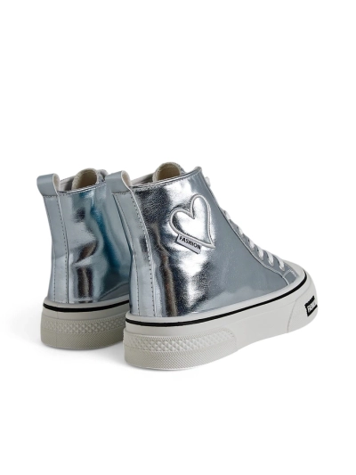 Royalfashion Hohe Damensneaker mit Herz Silber Herzh
