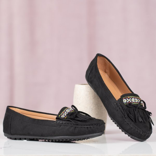 Чорні мокасини Kaddo з бахромою - Взуття
