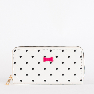Weißes großes Portemonnaie für Damen mit Herzen - Accessoires