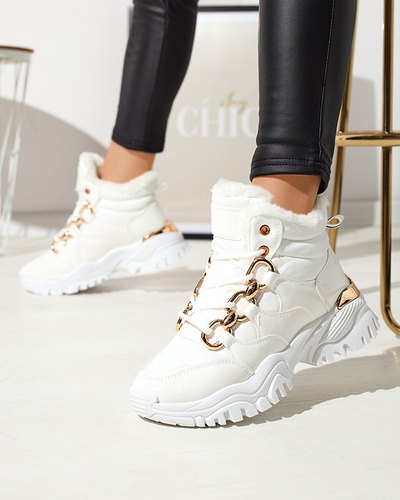Weiße sportliche Damen-Winterstiefel a'la trappers Mertika - Footwear