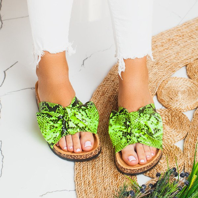 Neongrüne Hausschuhe aus Schlangenhaut Snake Skin - Footwear