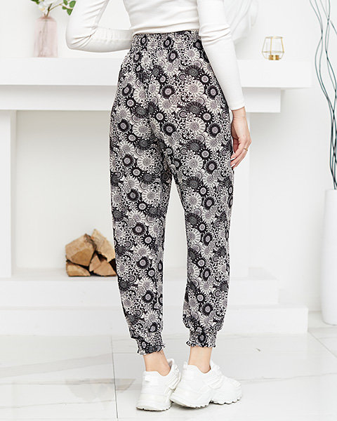 Чорно-білі жіночі штани PLUS SIZE з малюнком - Одяг