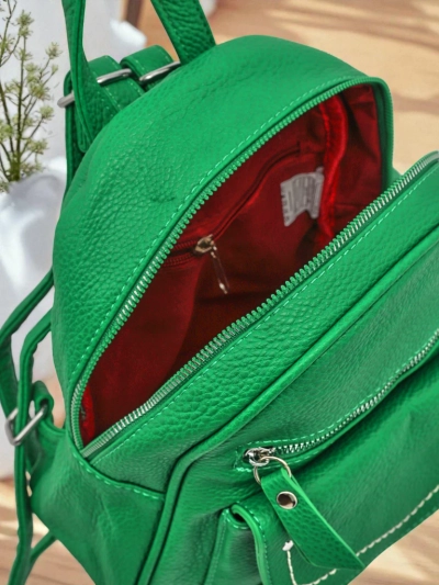 Damenrucksack Elettra Verde Królewska Moda Öko-Leder 25x25x10 cm