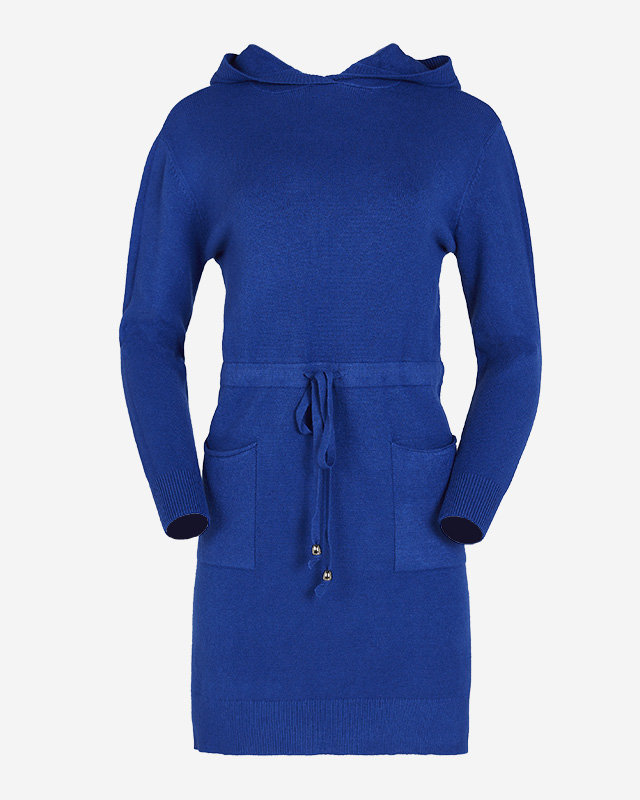 Marineblauer Damen-Tunika-Pullover mit Kapuze - Kleidung