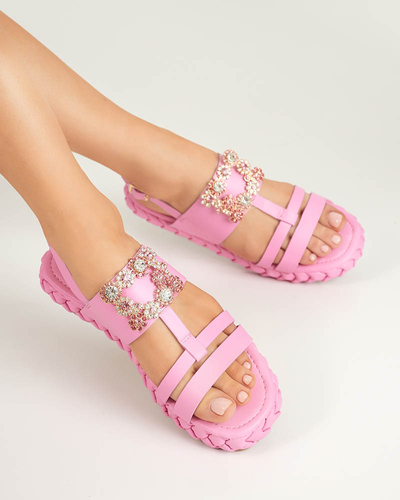 OUTLET Damensandalen in Dunkelrosa mit einer dekorativen Govy-Footwear-Schnalle