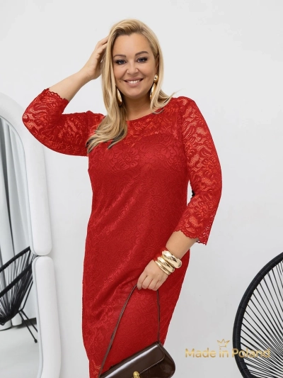 Elegantes Damen-Midikleid aus Spitze mit 3/4-Ärmeln Elegant Star