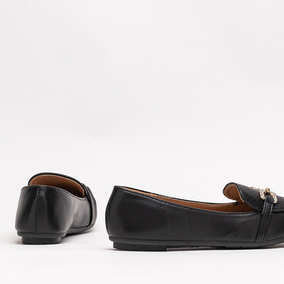 Schwarze Damen Mokassins mit Prägung und Ornament auf der Nase von Gilis - Footwear