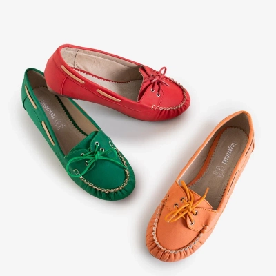 OUTLET Grüne Damen Mokassins mit Norami Bindung - Schuhe