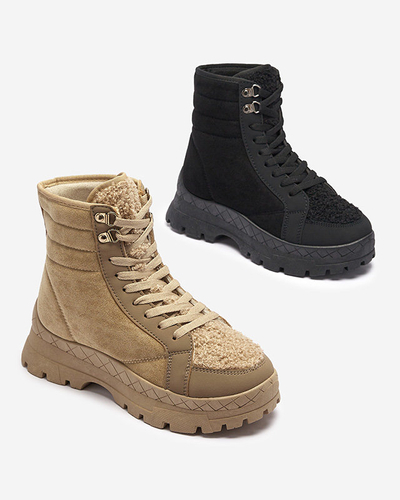 OUTLET Isolierte Damen-Trapper-Stiefel in Schwarz Wosser- Footwear