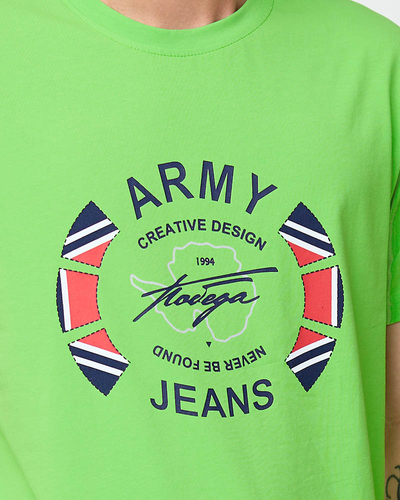 Grünes bedrucktes T-Shirt für Herren - Kleidung